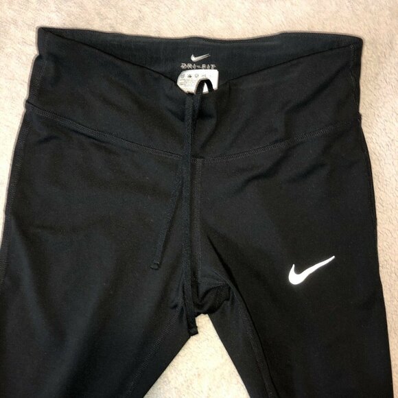 NIKE Dri-Fit Womens Black Running Pants Leggings Reflective Bars Sz Small - Picture 5 of 10